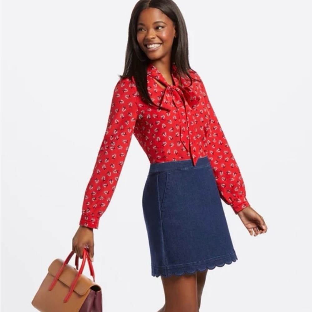 Draper James Floral Necktie Blouse